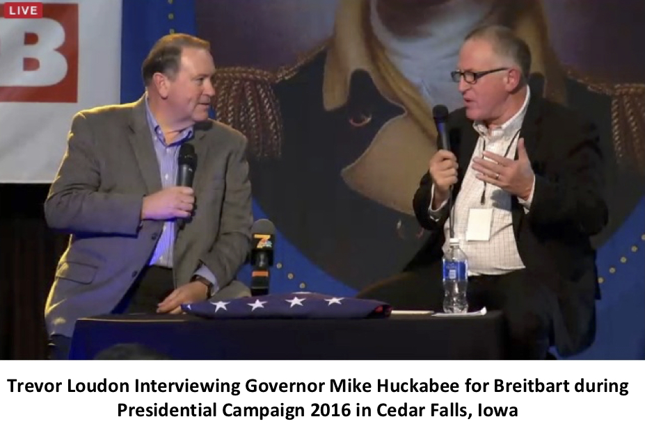 Trevor Loudon Interviewing Governor Mike Huckabee for Breitbart during Presidential Campaign 2016 in Cedar Falls