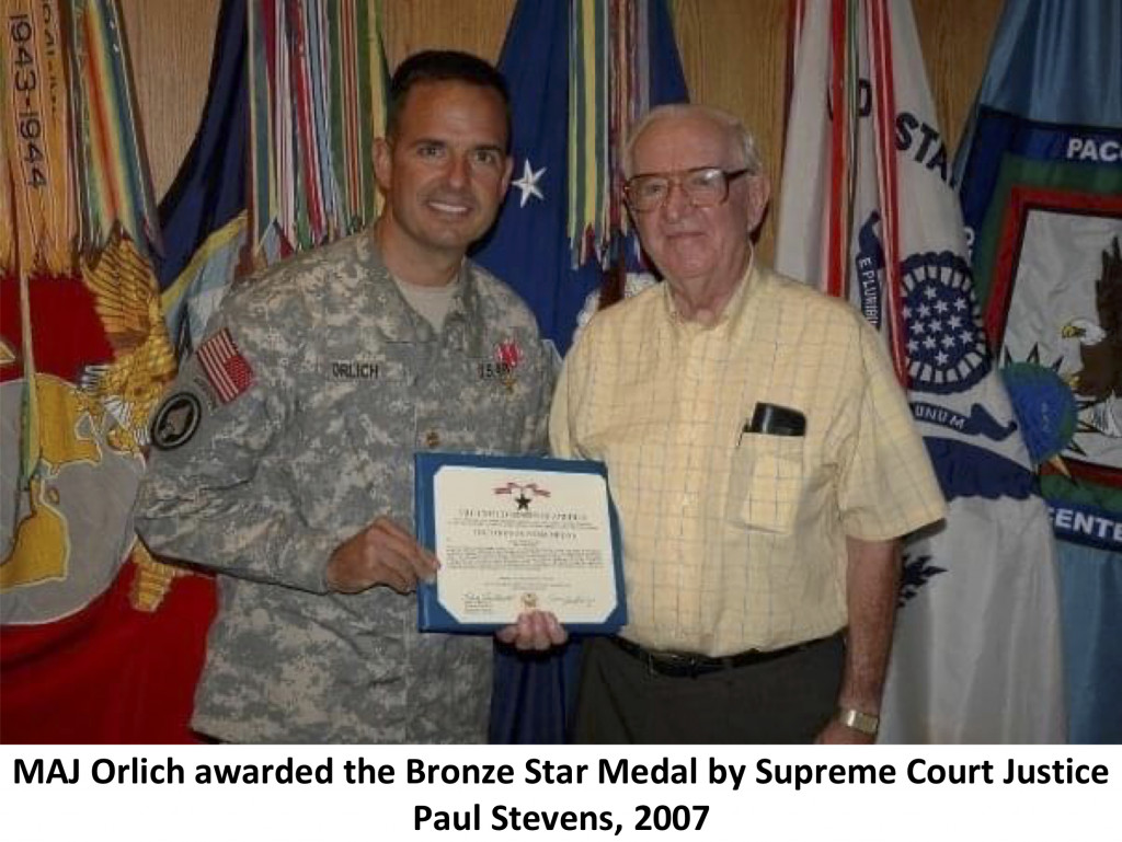 MAJ Orlich awarded the Bronze Star Medal by Supreme Court Justice Paul Stevens